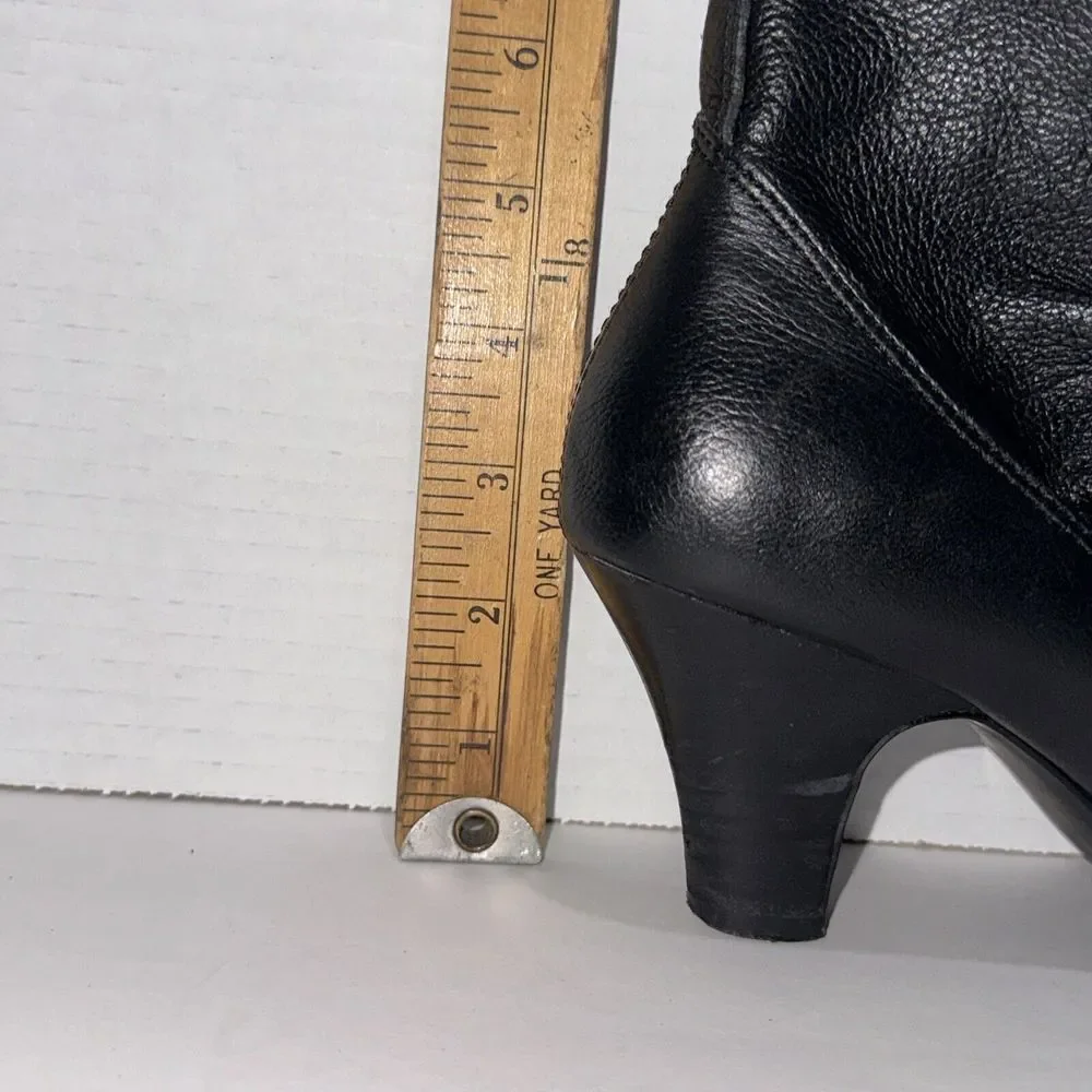 Steve Madden Betsey Booties Women 6.5 Black Leather Slouchy‎ Ruched Ankle Boots